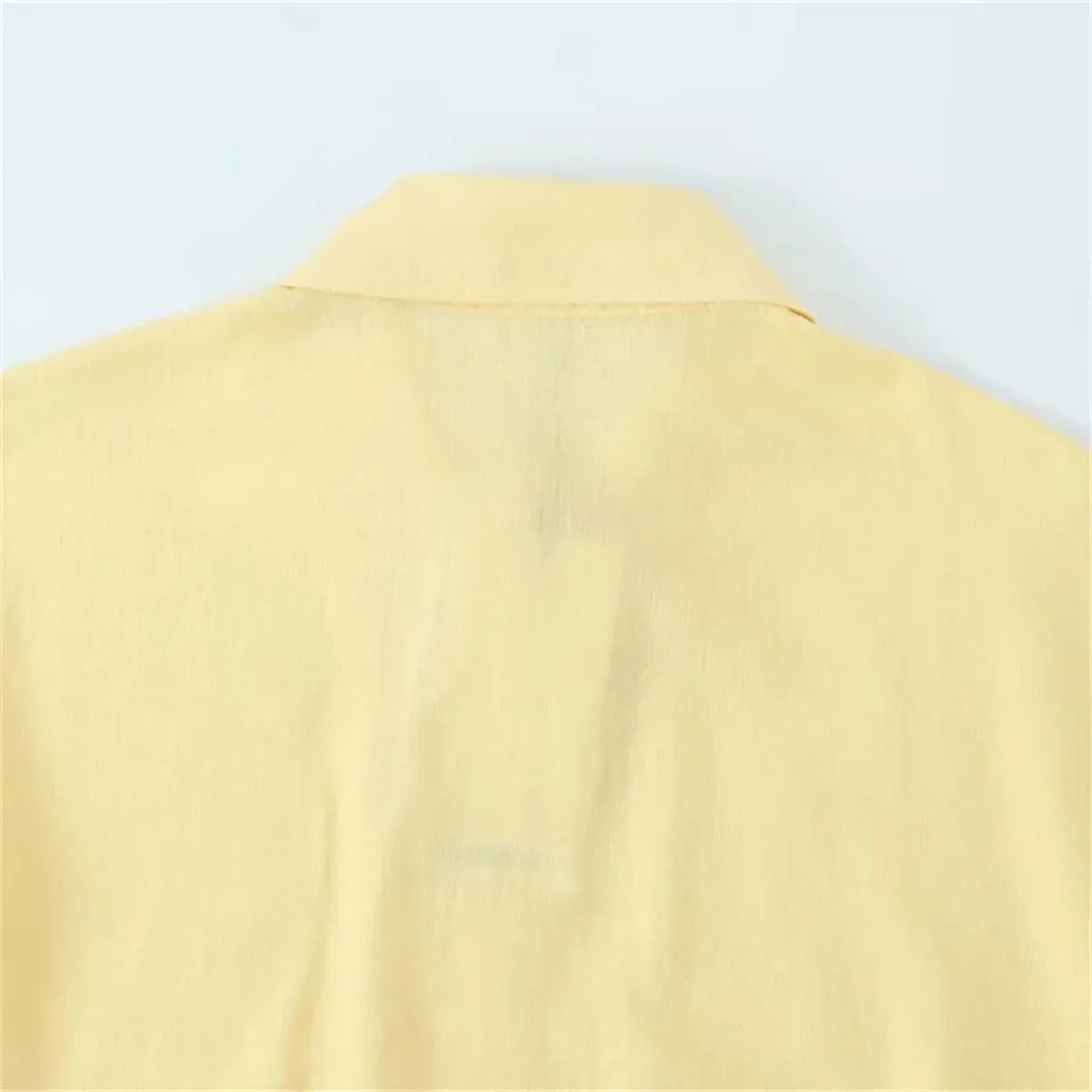 Women's Versatile Collar Long Sleeved Shirt with Waistband Decoration and Waist Cinching Top