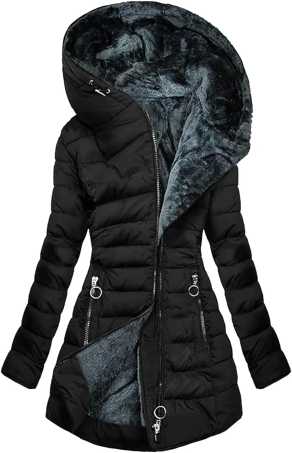 Women's Warm Winter Jackets Fleece Lined Parka Coat Thermal Hooded Jacket Outdoor Outerwear Ski Snow Jacket Plus Size