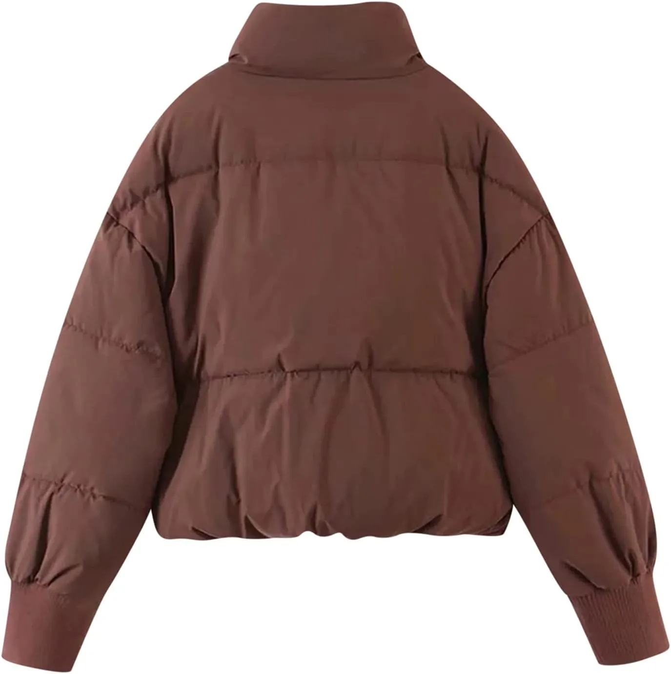 Women’s Winter Warm Cropped Puffer Jacket Coat Casual Quilted Baggy Long Sleeve Zip Down Sherpa Jackets Outerwear