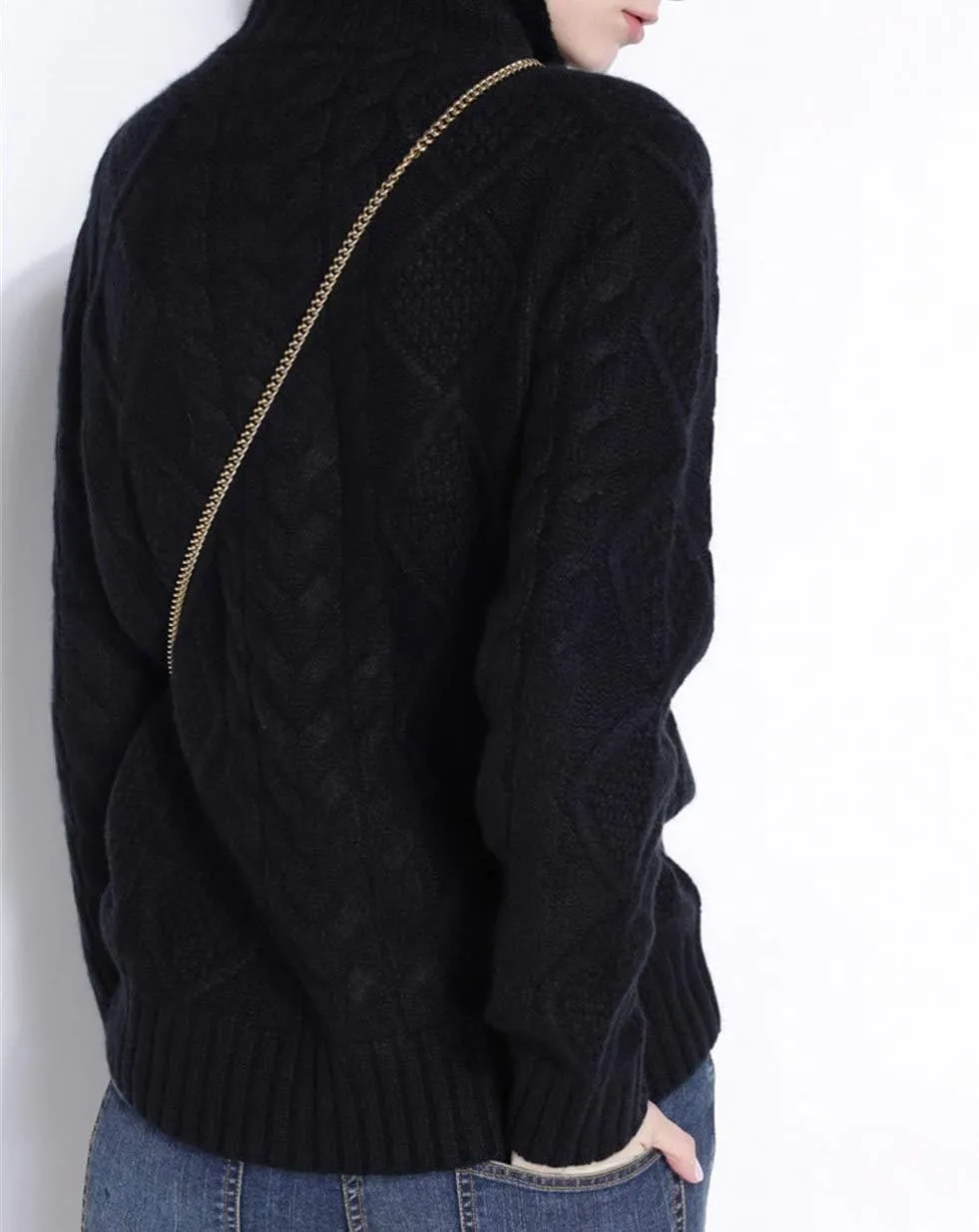 Wool Sweaters Women's Turtleneck Pullover Female Loose Long Sleeve Tops Winter Thick Knitted Jumper