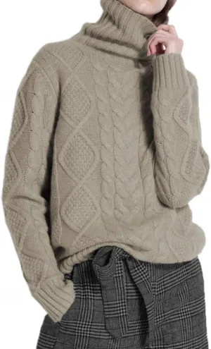 Wool Sweaters Women's Turtleneck Pullover Female Loose Long Sleeve Tops Winter Thick Knitted Jumper