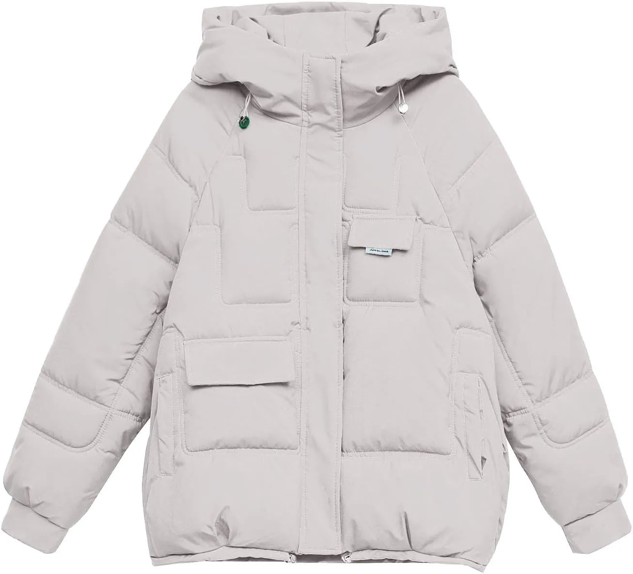 XUNRYAN Puffer Jackets Womens Baggy Winter Warm Down Coat Quilted Lightweight Cropped Jackets Outdoor Overcoat Activewear