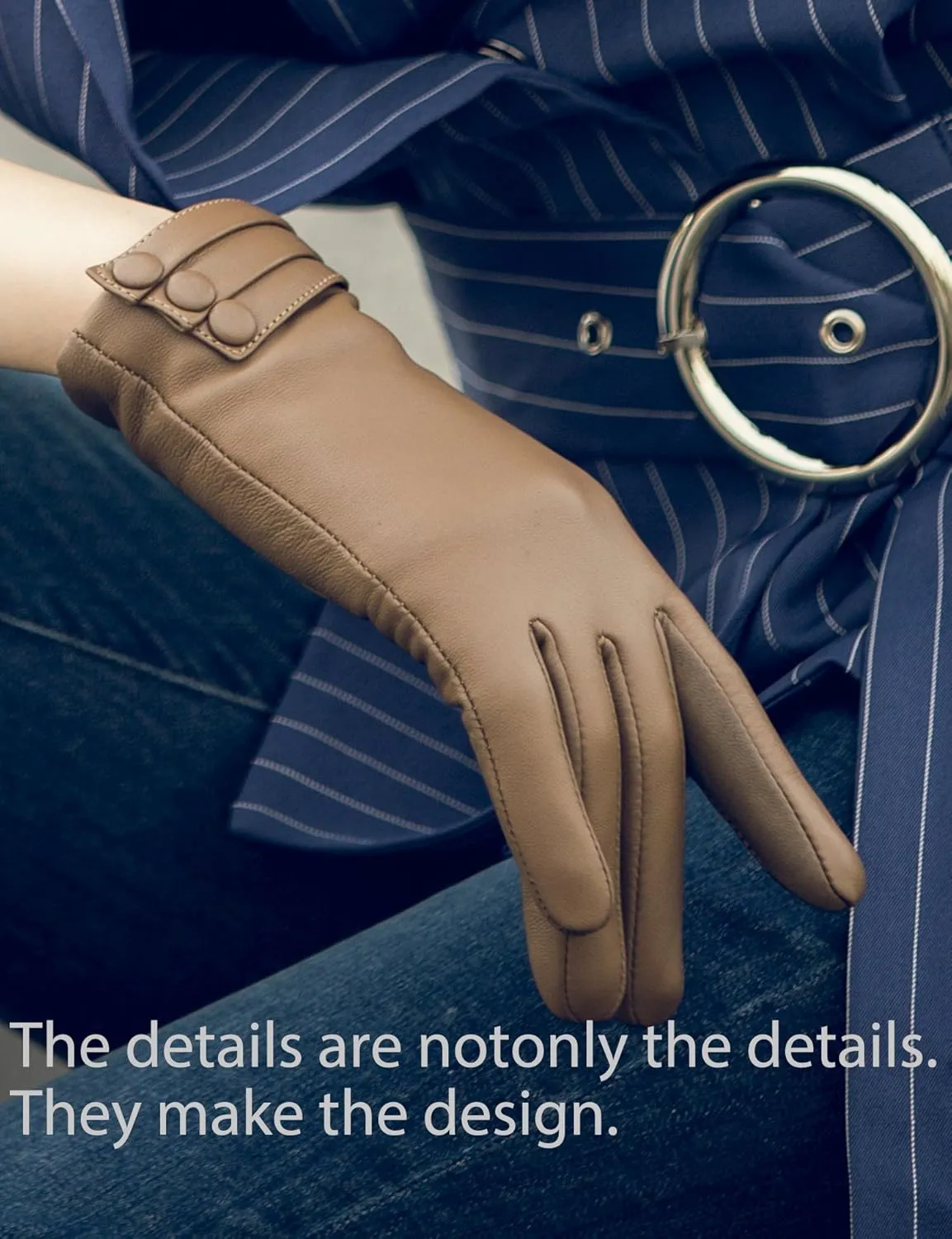YISEVEN Women's Winter Driving Touchscreen Leather Gloves Wool Lined Buttoned Cuff