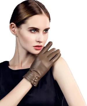 YISEVEN Women's Winter Driving Touchscreen Leather Gloves Wool Lined Buttoned Cuff