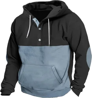 Ymosrh Men's Fashion Hoodies Quarter Button Hoodie Casual Henley Sweatshirt Pullover Workout Athletic Hoodie Sports, M-5XL
