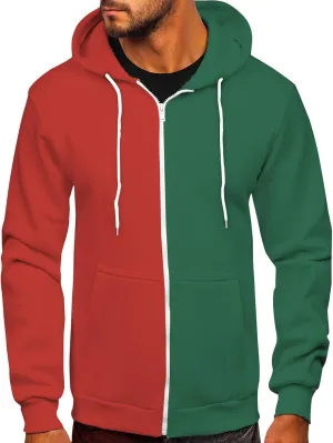 Ymosrh Mens Patchwork Hoodies Novelty Color Block Hooded Sweatshirt Pullover Casual Long Sleeve Drawstring Hoodies, M-6XL