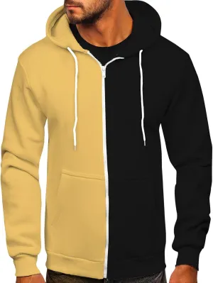 Ymosrh Mens Patchwork Hoodies Novelty Color Block Hooded Sweatshirt Pullover Casual Long Sleeve Drawstring Hoodies, M-6XL