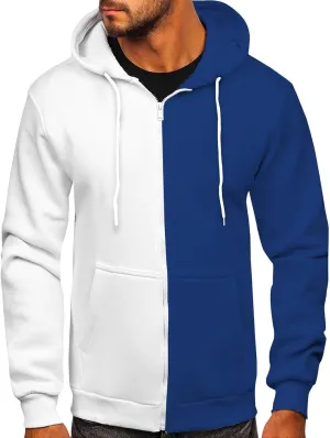 Ymosrh Mens Patchwork Hoodies Novelty Color Block Hooded Sweatshirt Pullover Casual Long Sleeve Drawstring Hoodies, M-6XL