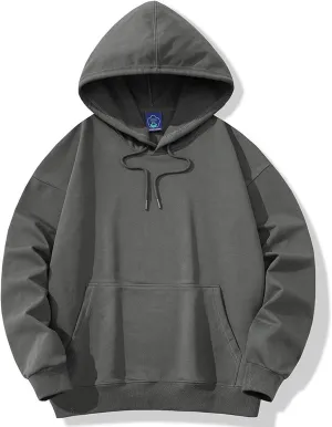 Ymosrh Mens Plain Hoodies Causal Pullover Solid Color Hooded Sweatshirt Long Sleeve Basic Hoodies Winter Pullover, L-3XL