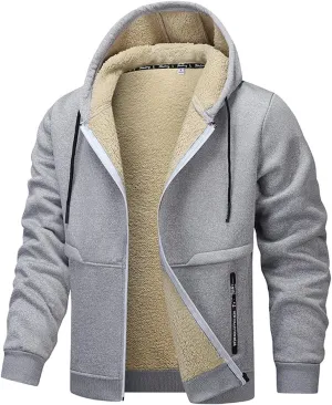 Ymosrh Men's Warm Hoodies Fleece Lined Jacket Sport Hooded Sweatshirt Solid Color Hoodie Pullovers, S-3XL