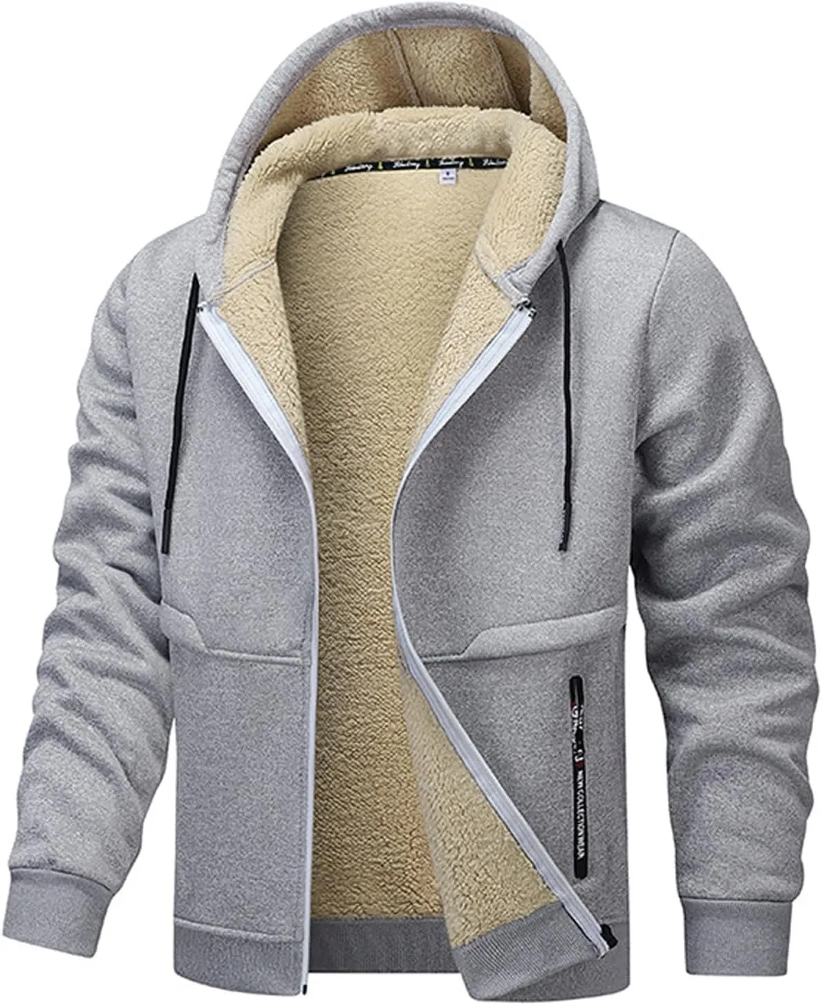 Ymosrh Men's Warm Hoodies Fleece Lined Jacket Sport Hooded Sweatshirt Solid Color Hoodie Pullovers, S-3XL