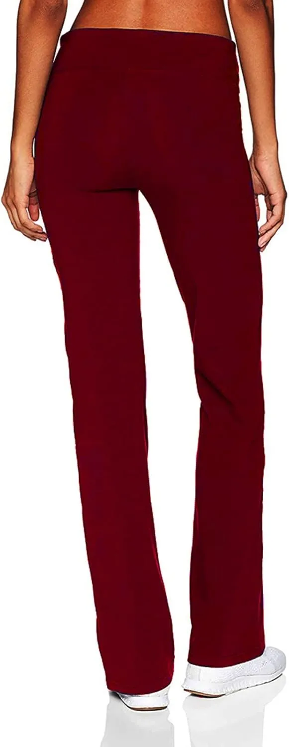 YOLAI Fashion Women Yoga Pants Low Waisted Solid Color Pants Workout Pants Straight Leg Trousers