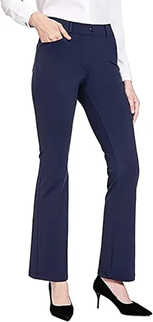 YOLAI Fashion Women's Solid Color Dress Pants Straight Leg Work Pants Business Office High Waist Casual Trousers with