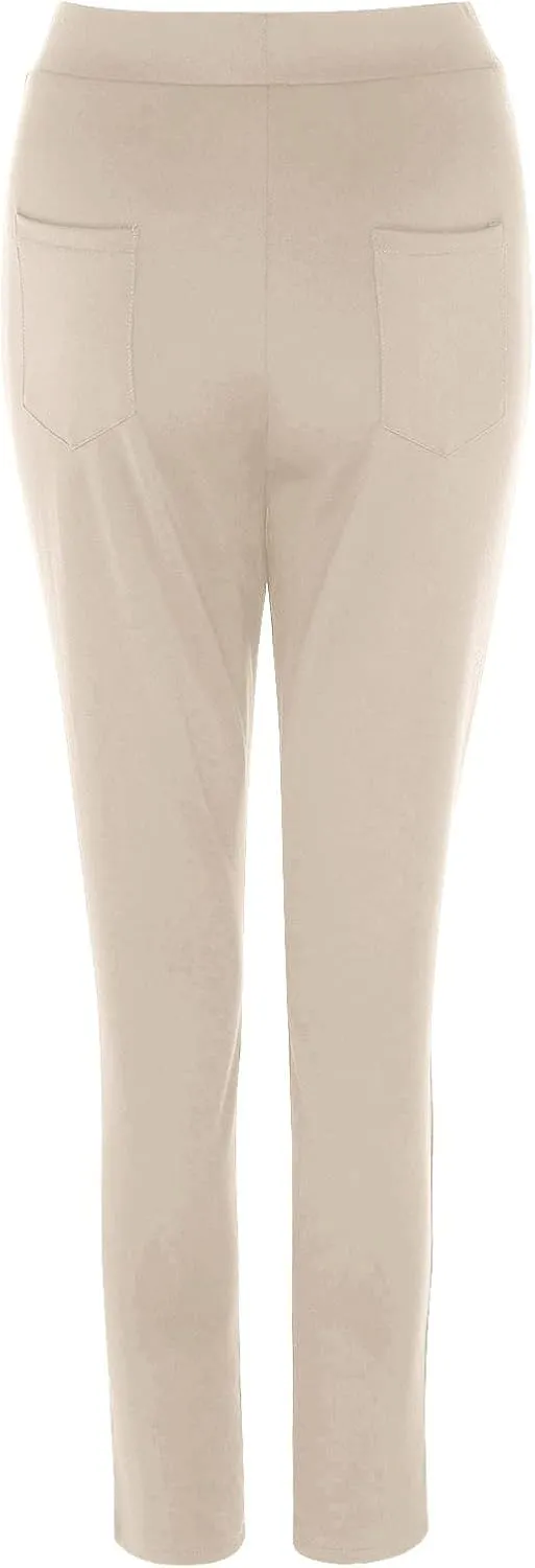YOLAI Fashion Women's Solid Color Dress Pants Straight Leg Work Pants Business Office High Waist Casual Trousers with