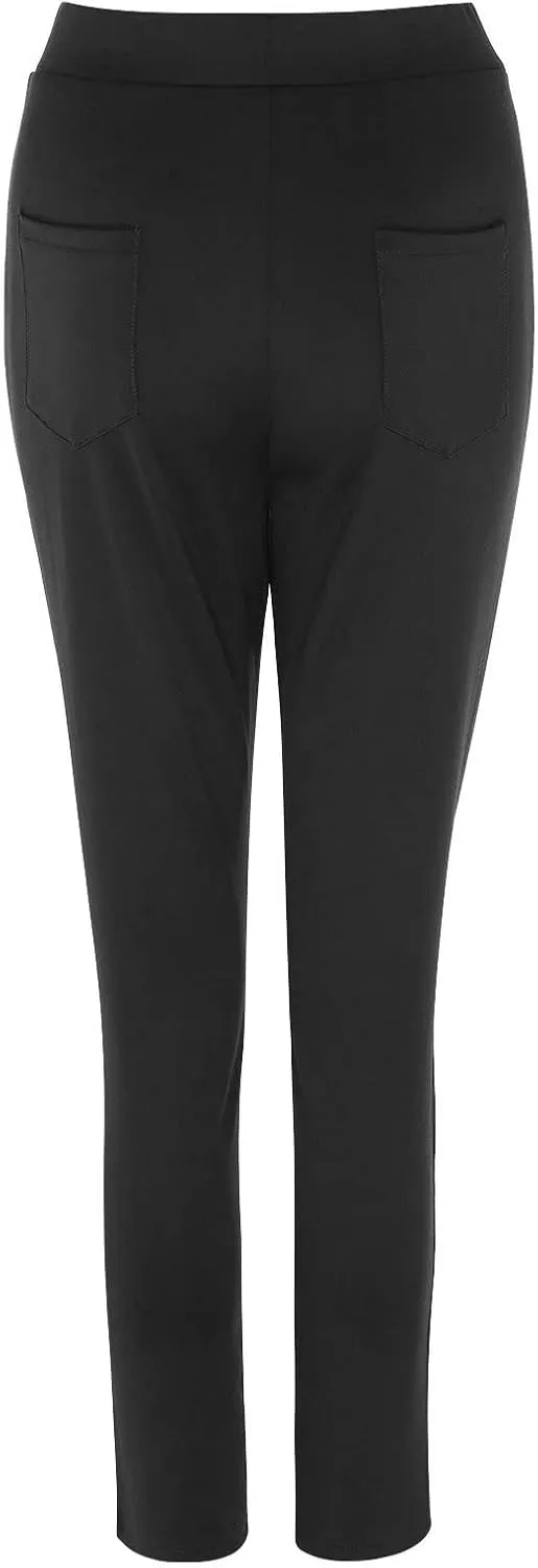 YOLAI Fashion Women's Solid Color Dress Pants Straight Leg Work Pants Business Office High Waist Casual Trousers with