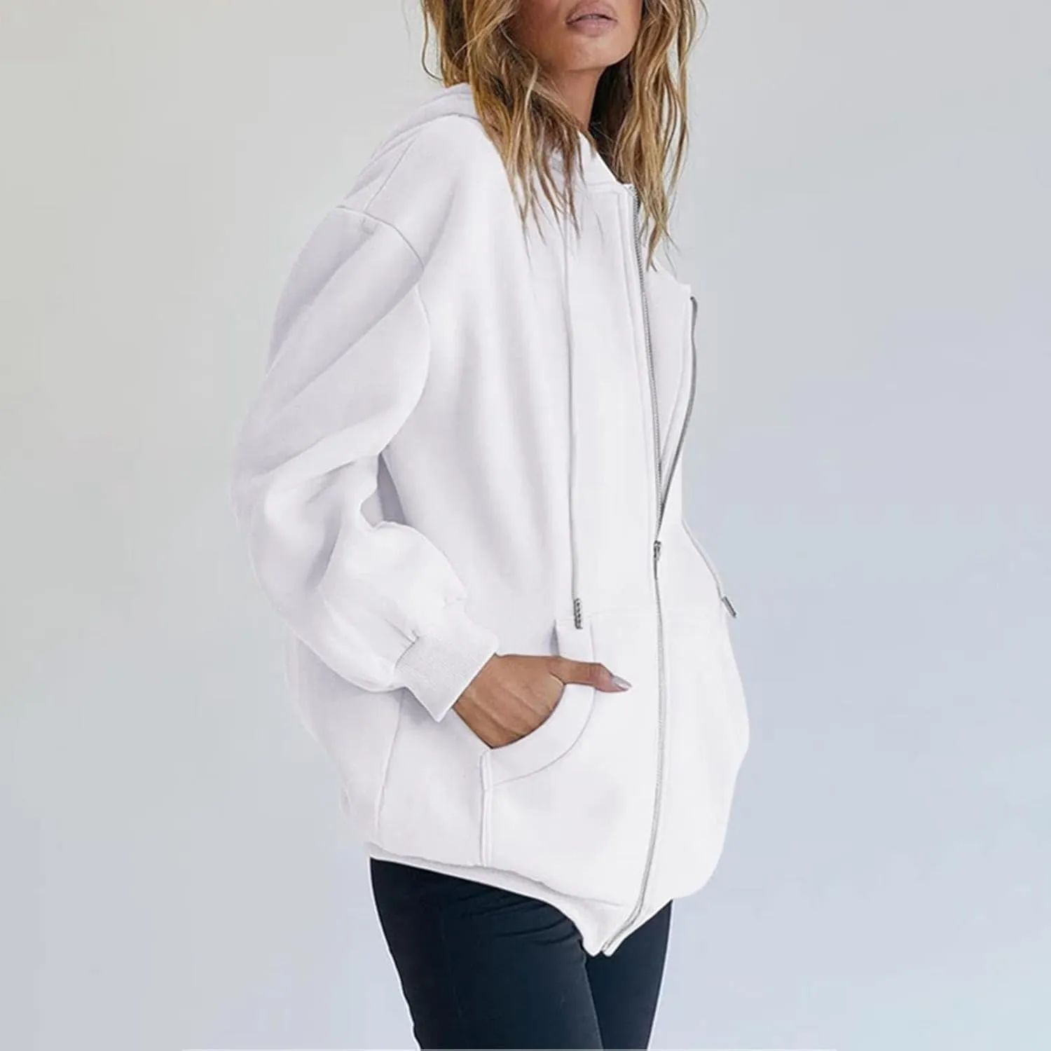 Zip Up Hoodie Women Oversized Y2K Plus Size Oversized Y2K Jackets Casual Drawstring Zip Up Y2K Hoodie with Pocket