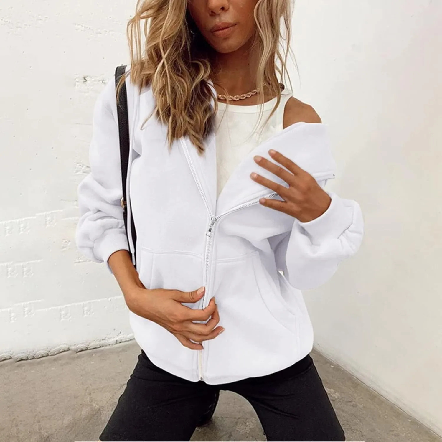 Zip Up Hoodie Women Oversized Y2K Plus Size Oversized Y2K Jackets Casual Drawstring Zip Up Y2K Hoodie with Pocket